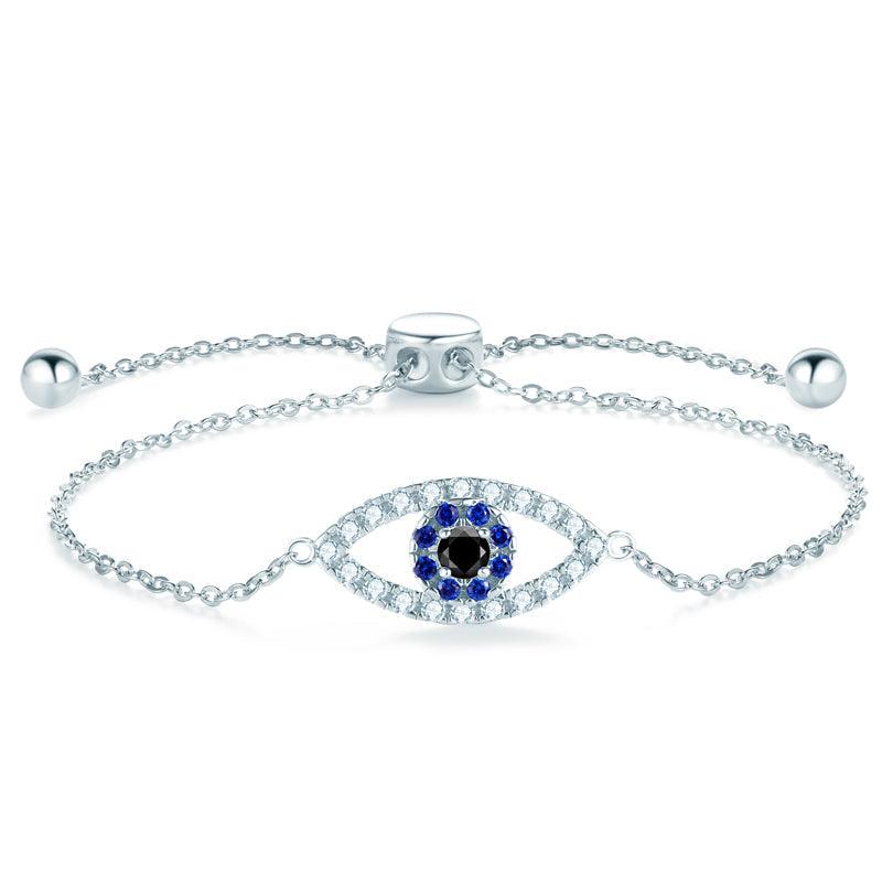 Pulseira Olho da Alma com Moissanite – Ouro Branco 14k