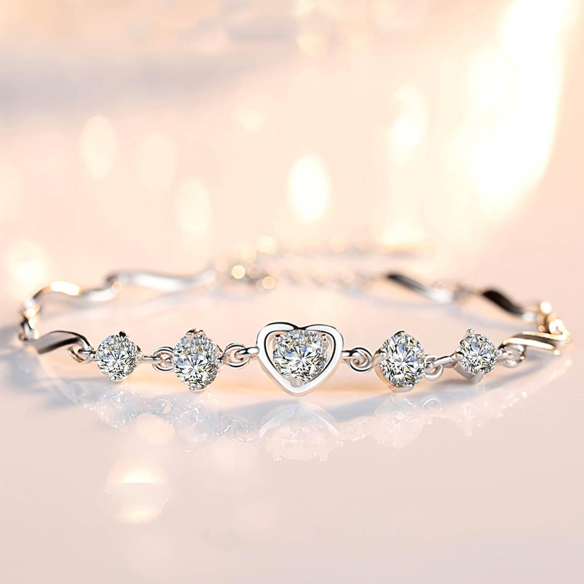 Pulseira Paixão Única com Moissanites – Ouro Branco 18k