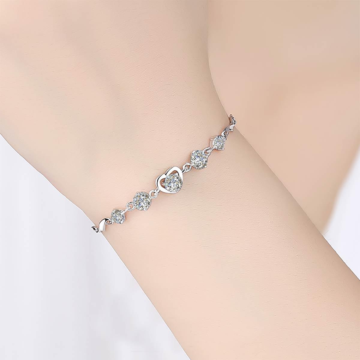 Pulseira Paixão Única com Moissanites – Ouro Branco 18k