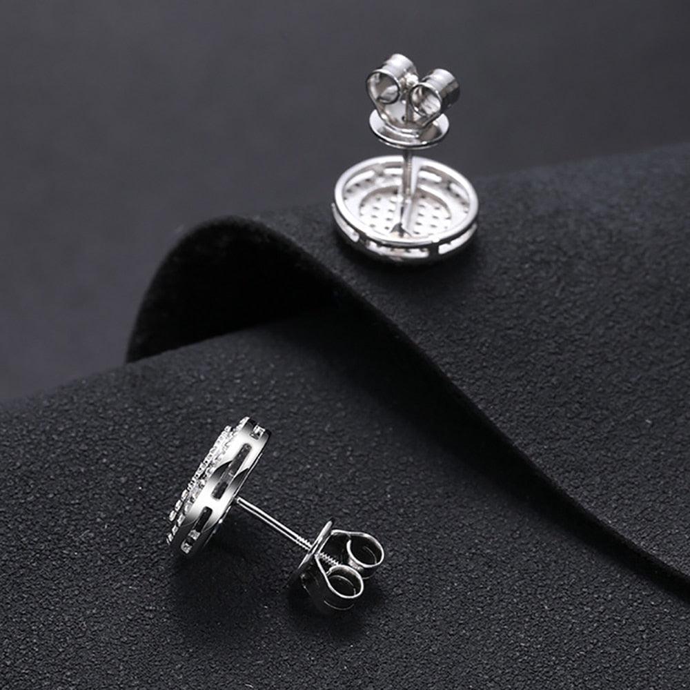 Brinco Centelha com Moissanite – Ouro Branco 18k
