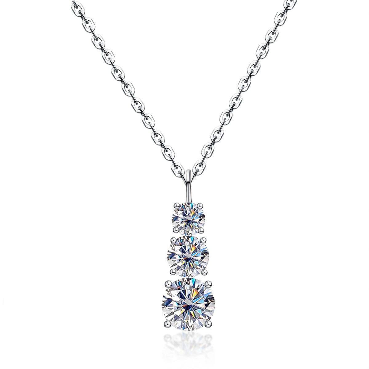 Colar Ponto Triplo com Moissanite – Prata 925