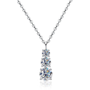 Colar Ponto Triplo com Moissanite – Prata 925