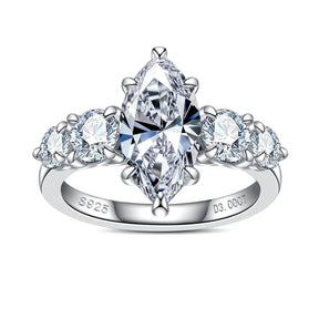 Anel Siena Moissanite - Ouro Branco 18k