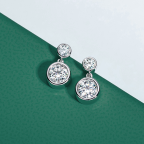 Brinco Par de Luz com Moissanite – Ouro Branco 18k