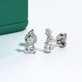 Brinco Trio com Moissanites – Ouro Branco 18k