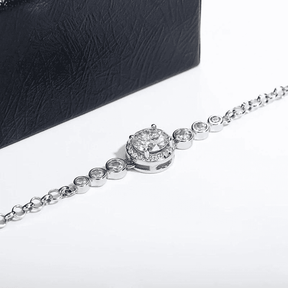 Pulseira de Moissanite Pedra Central Brilhante - Prata 925