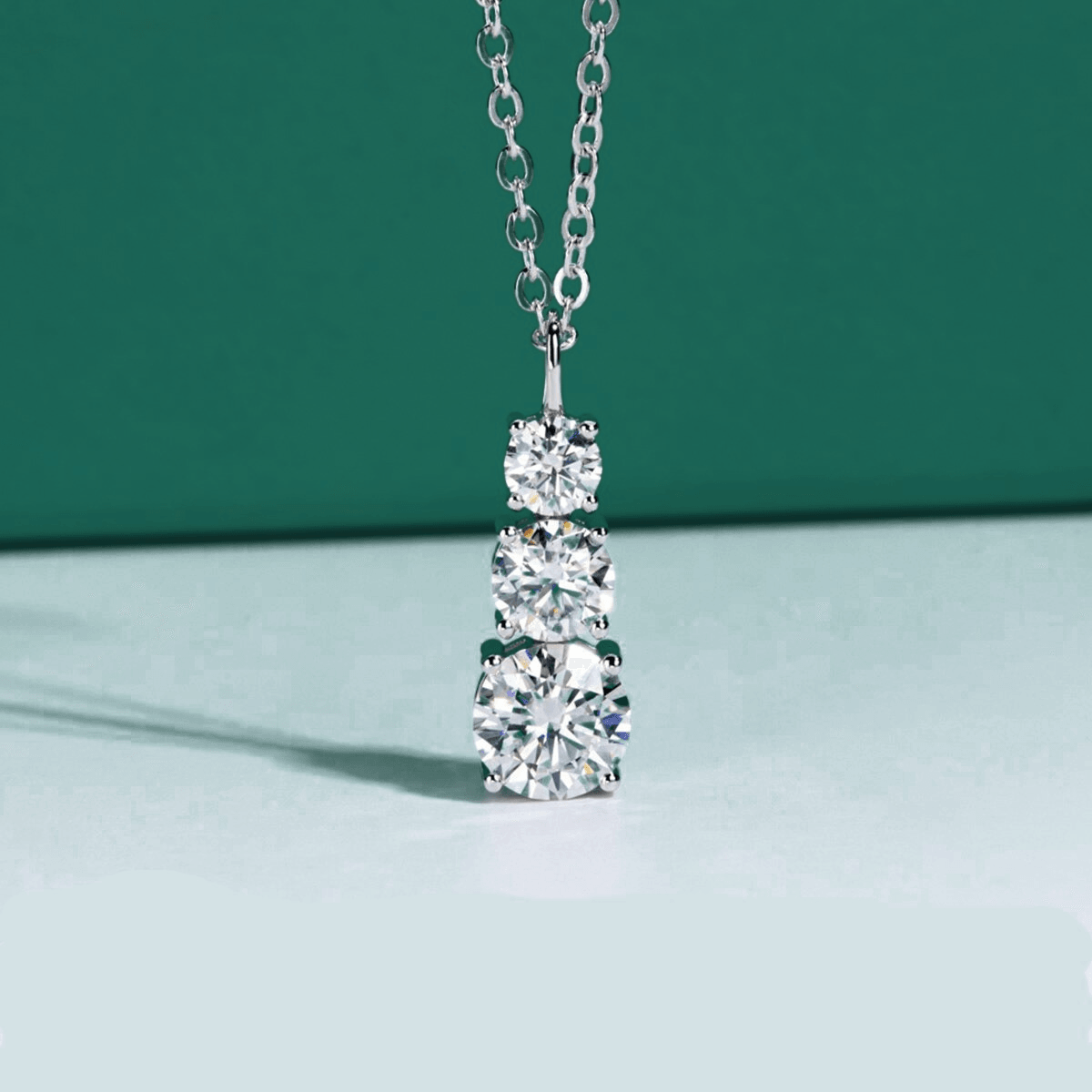 Colar Ponto Triplo com Moissanite – Prata 925