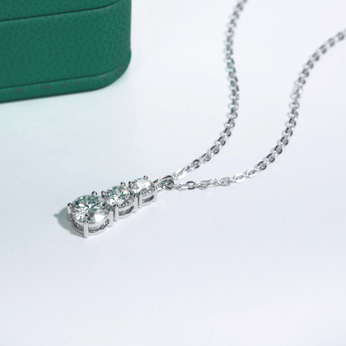 Colar Ponto Triplo com Moissanite – Prata 925