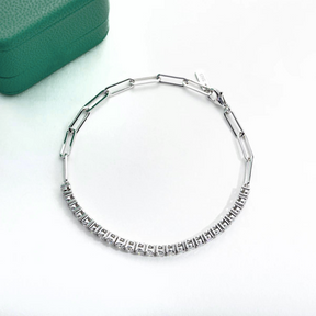 Pulseira Riviera Balance com Moissanites – Ouro Branco 18k