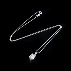 Colar Oval com Moissanite – 4 Garras em Ouro Branco 18k