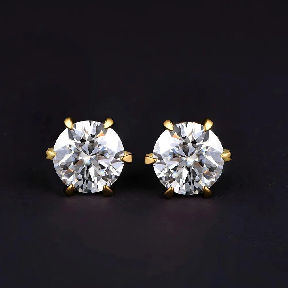 Brinco Ponto Brilhante com Moissanite – Ouro 18k