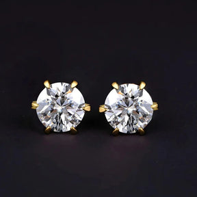 Brinco Ponto Brilhante com Moissanite – Ouro 18k