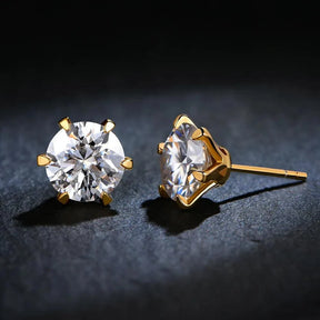 Brinco Ponto Brilhante com Moissanite – Ouro 18k