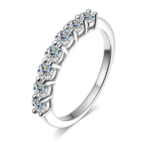 Anel Meia Aliança Eternity com Moissanite