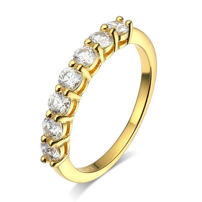 Anel Meia Aliança Eternity com Moissanite