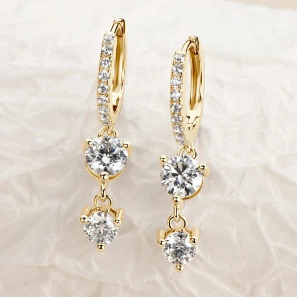Brinco Pendant Brilhante com Moissanite – Ouro 18k