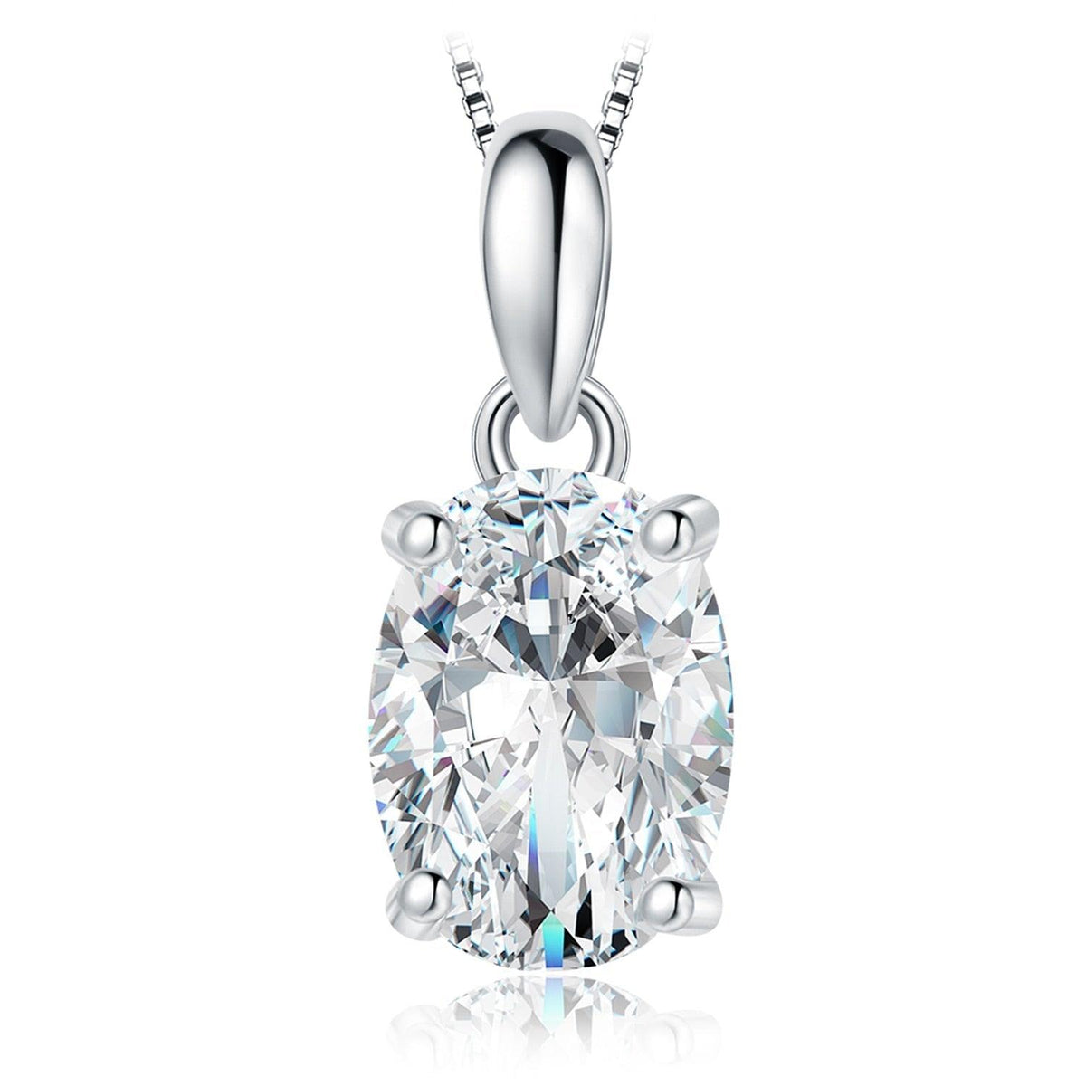 Colar Oval com Moissanite – 4 Garras em Ouro Branco 18k