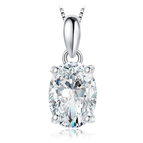 Colar Oval com Moissanite – 4 Garras em Ouro Branco 18k