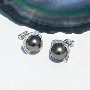 Brinco Pérola Radiante com Moissanite – Ouro Branco 18k