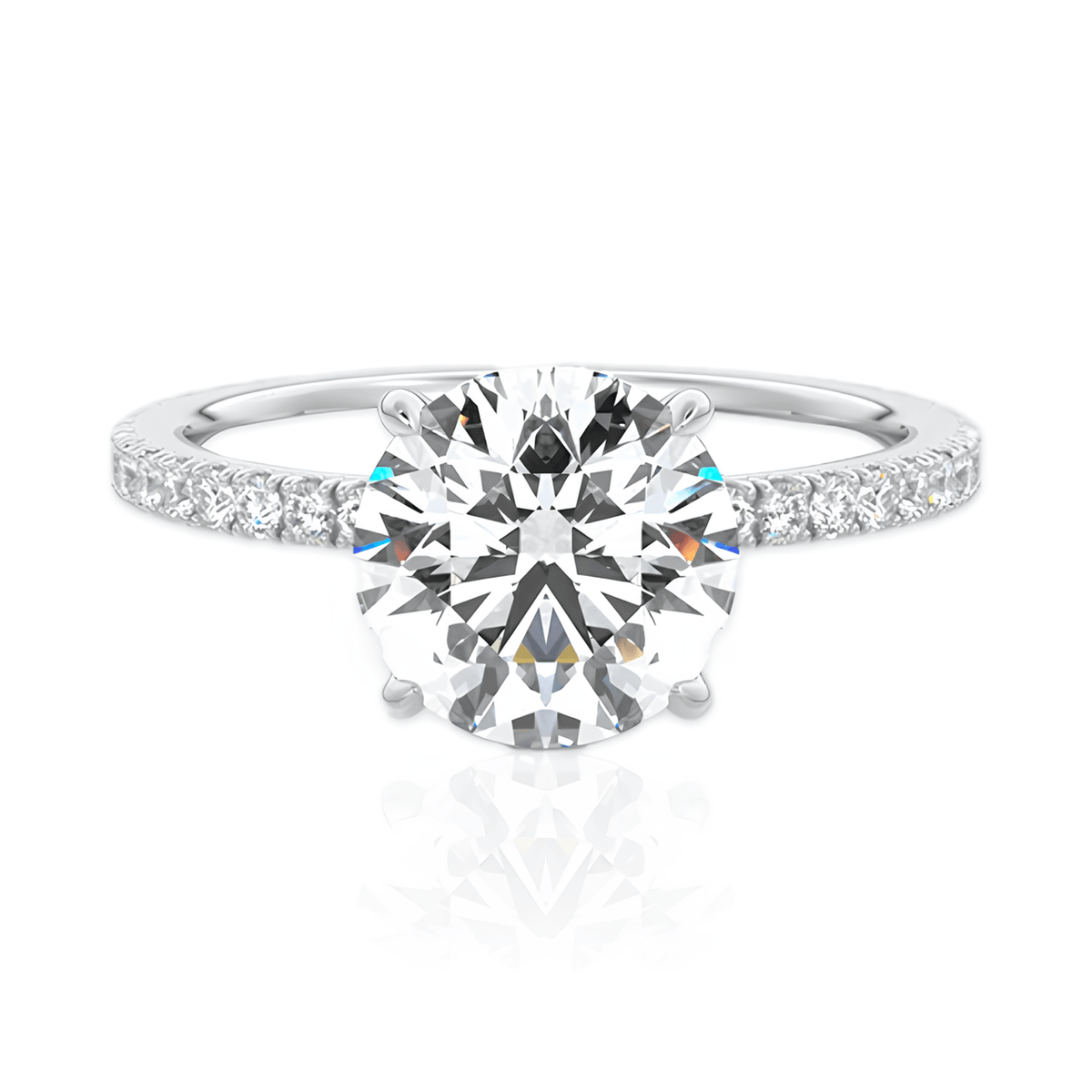 Anel Solitário Coroa de Luz com Moissanite – Ouro Branco 18k