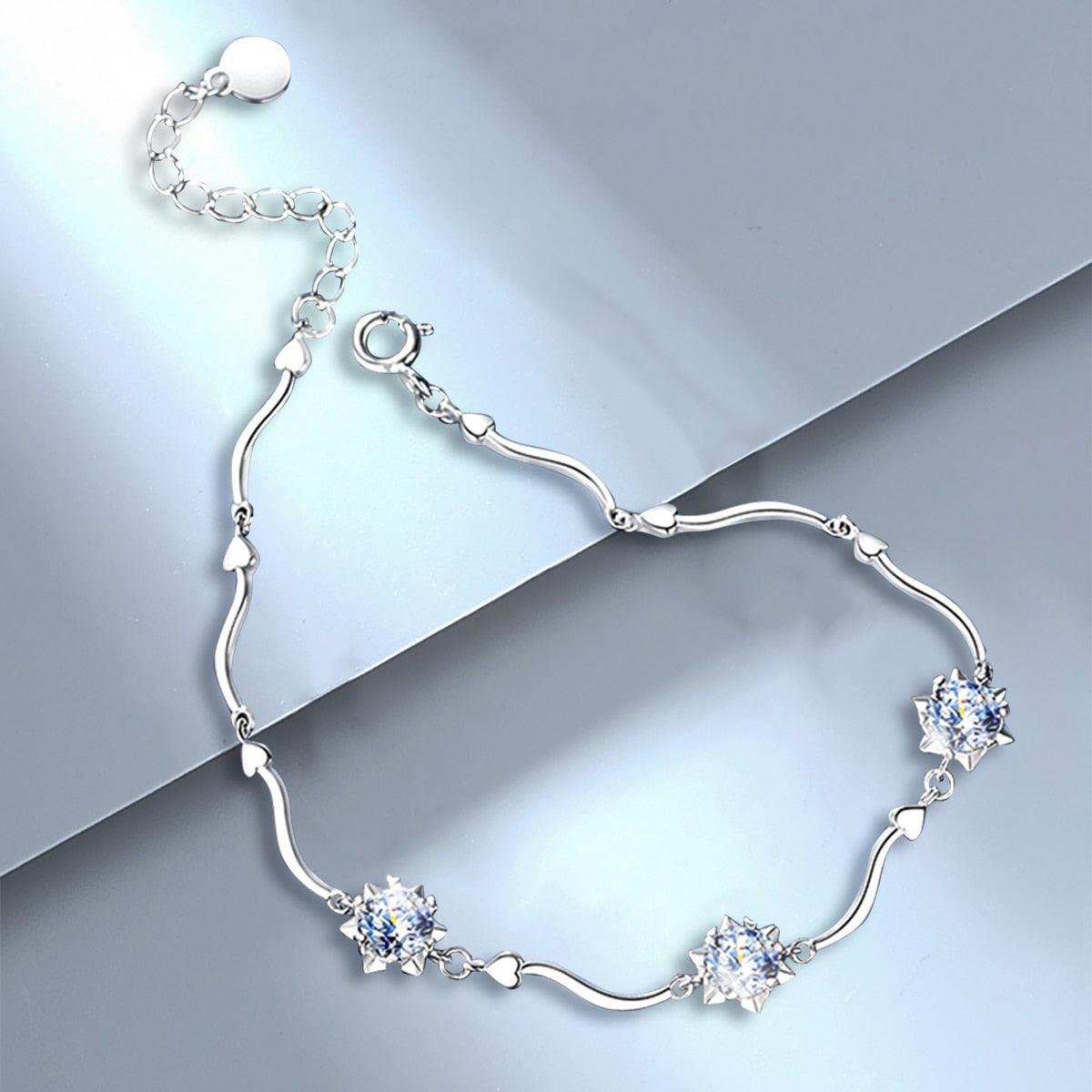 Pulseira Flor do Amor com Moissanites – Ouro Branco 14k