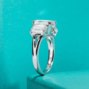 Anel Trinity com Esmeralda Moissanite – Prata 925