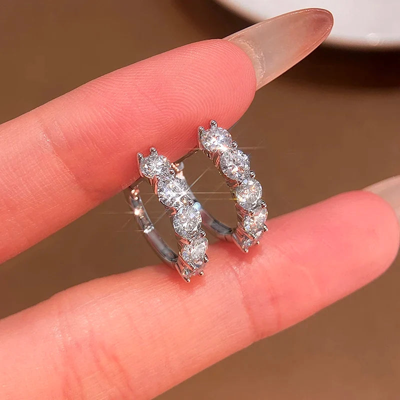 Brinco Quinteto com Moissanite – Ouro 18k