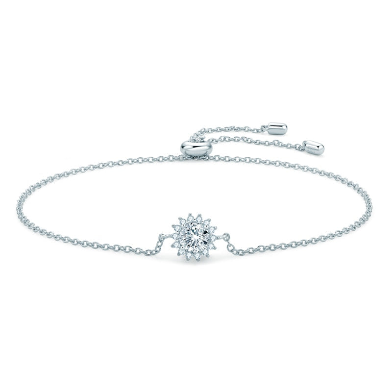 Pulseira Raio de Sol com Moissanites – Ouro Branco 14k