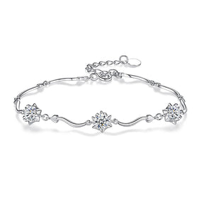 Pulseira Flor do Amor com Moissanites – Ouro Branco 14k