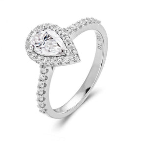 Anel Gota com Moissanite Cravejado – Ouro Branco 18k