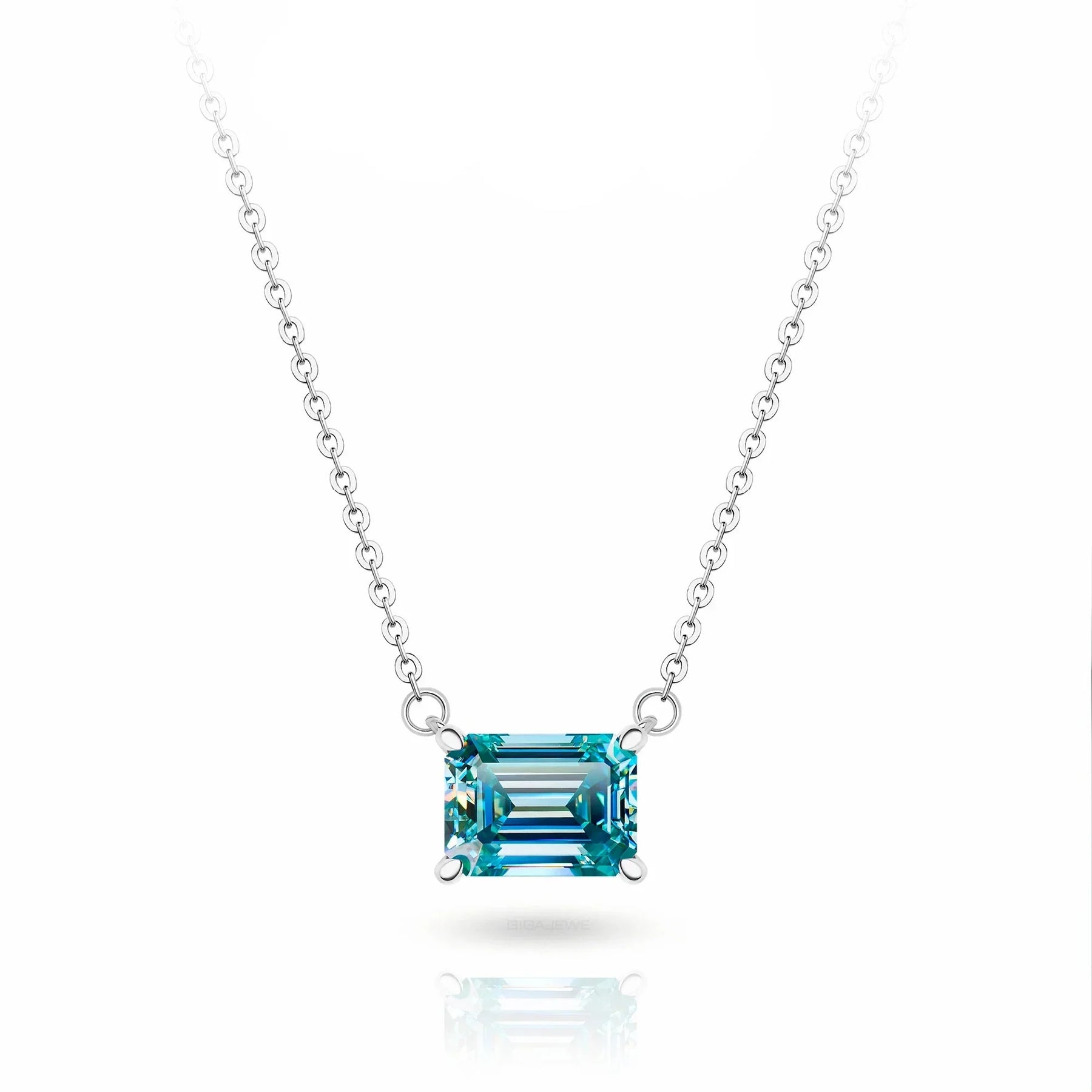 Colar com Moissanite Ciano – Ouro Branco 18k