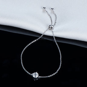 Pulseira Brilho Solitário com Moissanites – Ouro Branco 14k