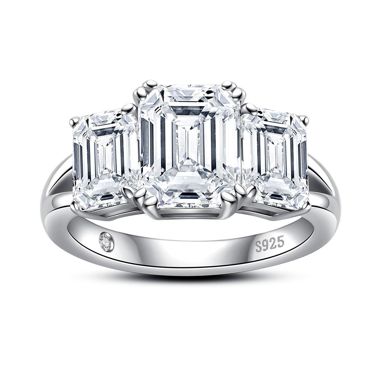 Anel Trinity com Esmeralda Moissanite – Prata 925