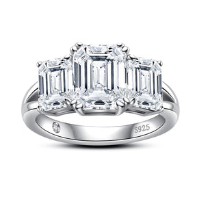 Anel Trinity com Esmeralda Moissanite – Prata 925