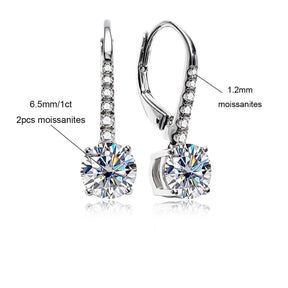 Brinco Gota Brilhante com Moissanite – Ouro Branco 18k