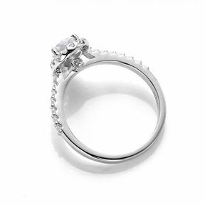 Anel Gota com Moissanite Cravejado – Ouro Branco 18k