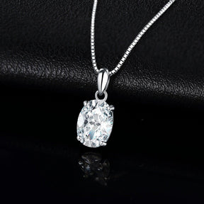 Colar Oval com Moissanite – 4 Garras em Ouro Branco 18k