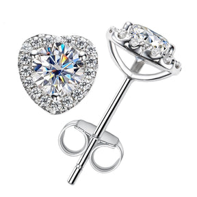 Brinco Coração com Moissanite – Prata 925