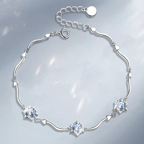 Pulseira Flor do Amor com Moissanites – Ouro Branco 14k
