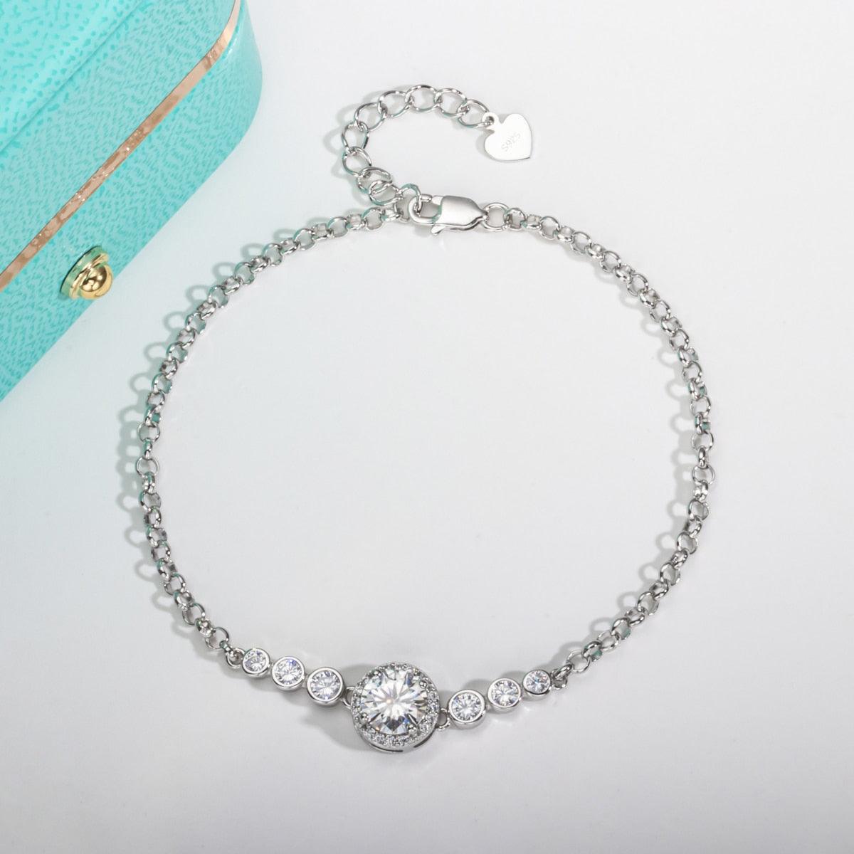 Pulseira 7 Brilhos com Moissanites – Ouro Branco 18k