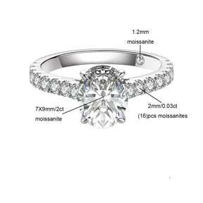 Anel Solitário Oval com Moissanite – Prata 925
