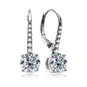 Brinco Gota Brilhante com Moissanite – Ouro Branco 18k