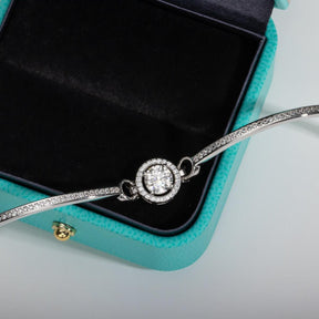 Pulseira Coroa Brilhante com Moissanites – Ouro Branco 18k