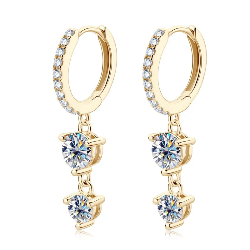 Brinco Pendant Brilhante com Moissanite – Ouro 18k