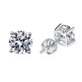 Brinco Solitário 4 Garras com Moissanite – Prata 925