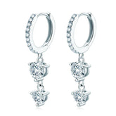 Brinco Pendant Brilhante com Moissanite – Ouro Branco 18k