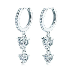 Brinco Pendant Brilhante com Moissanite – Ouro Branco 18k