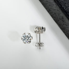 Brinco Flor de Lótus com Moissanite – Prata 925