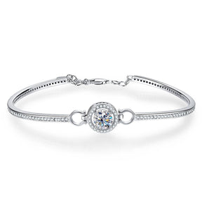 Pulseira Coroa Brilhante com Moissanites – Ouro Branco 18k