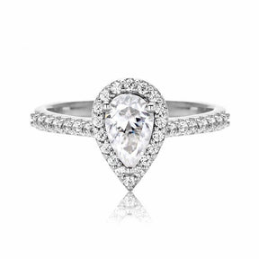 Anel Gota com Moissanite Cravejado – Ouro Branco 18k
